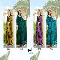 Women's Embroidered Rayon Palazzo Suit Set with Nazneen Dupatta